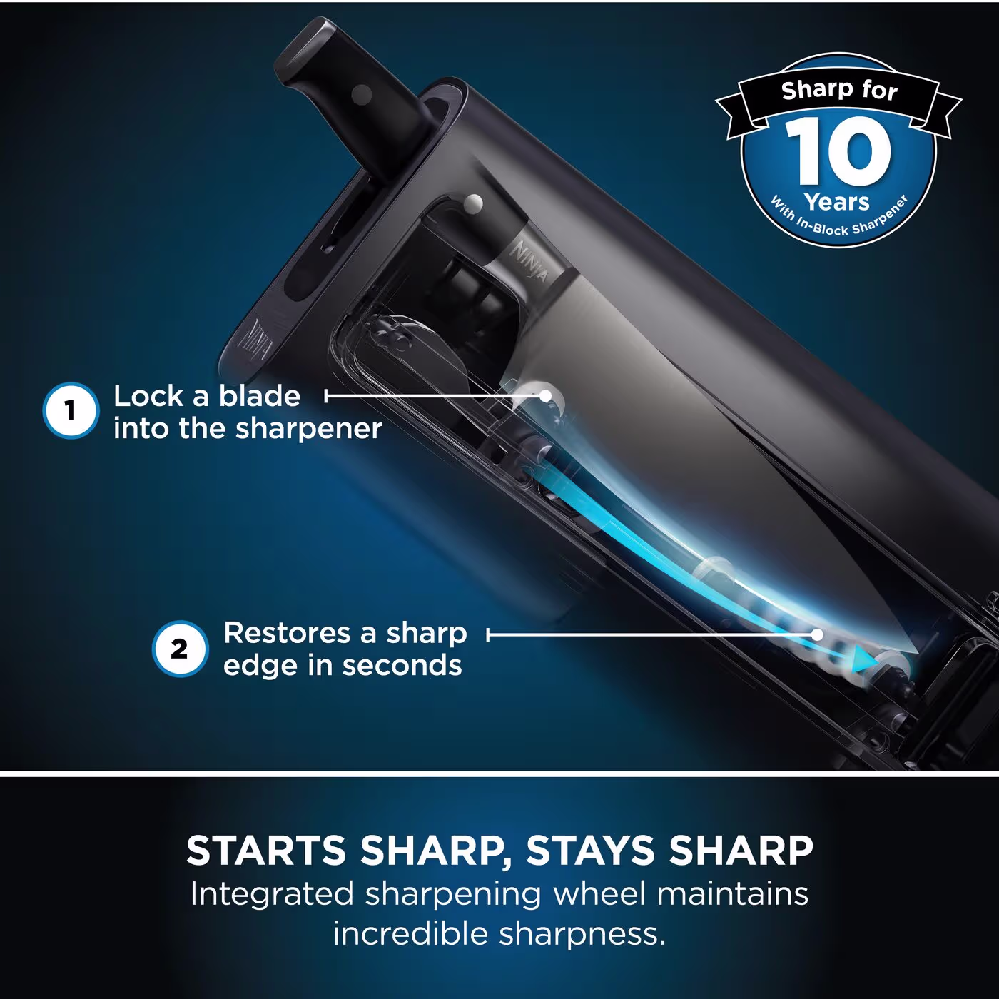 Ninja Foodi StaySharp Knife Block with Integrated Sharpener Deluxe 14-Piece Set - Cyber Space K32014UKCYD