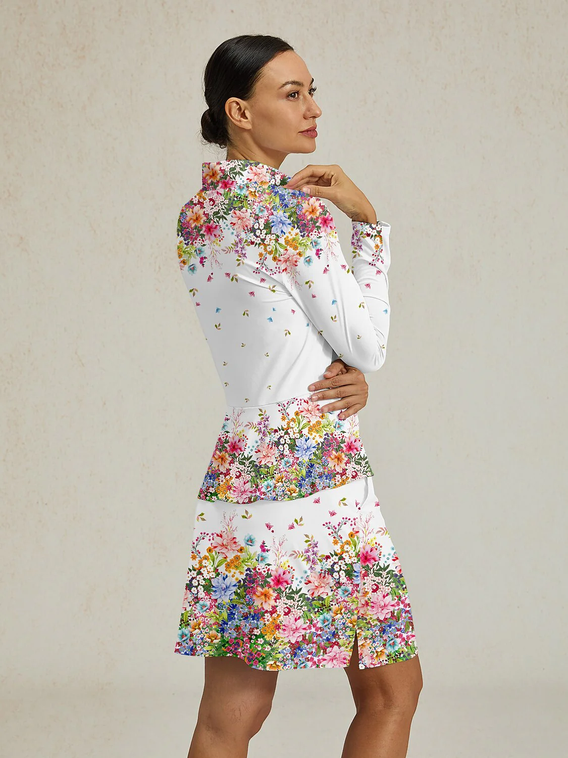 Botanical Energy Silky Ruffle Golf Shirt Quarterzip UPF50+