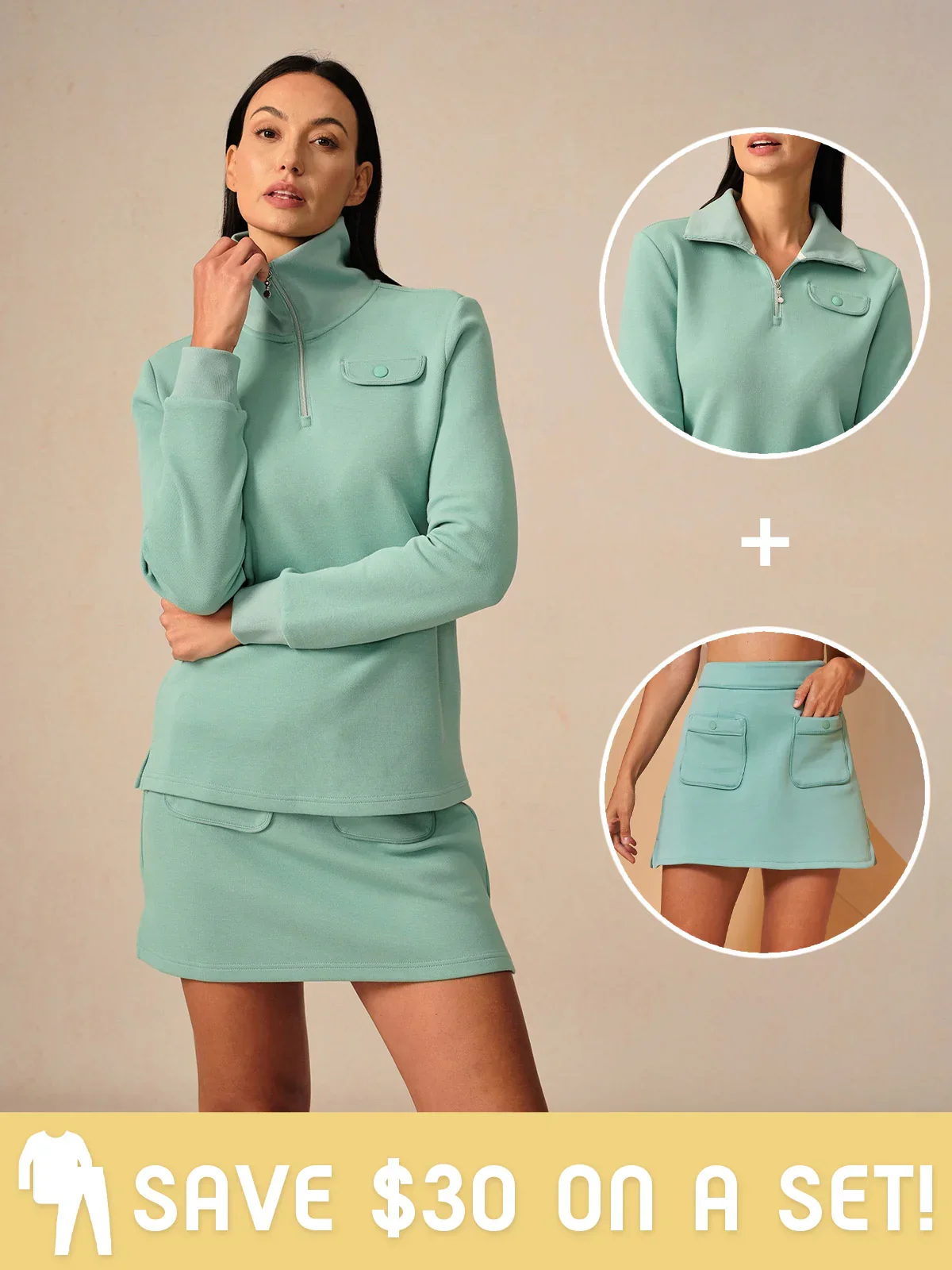 Crisp Couture Long Sleeve Pique Quarterzip