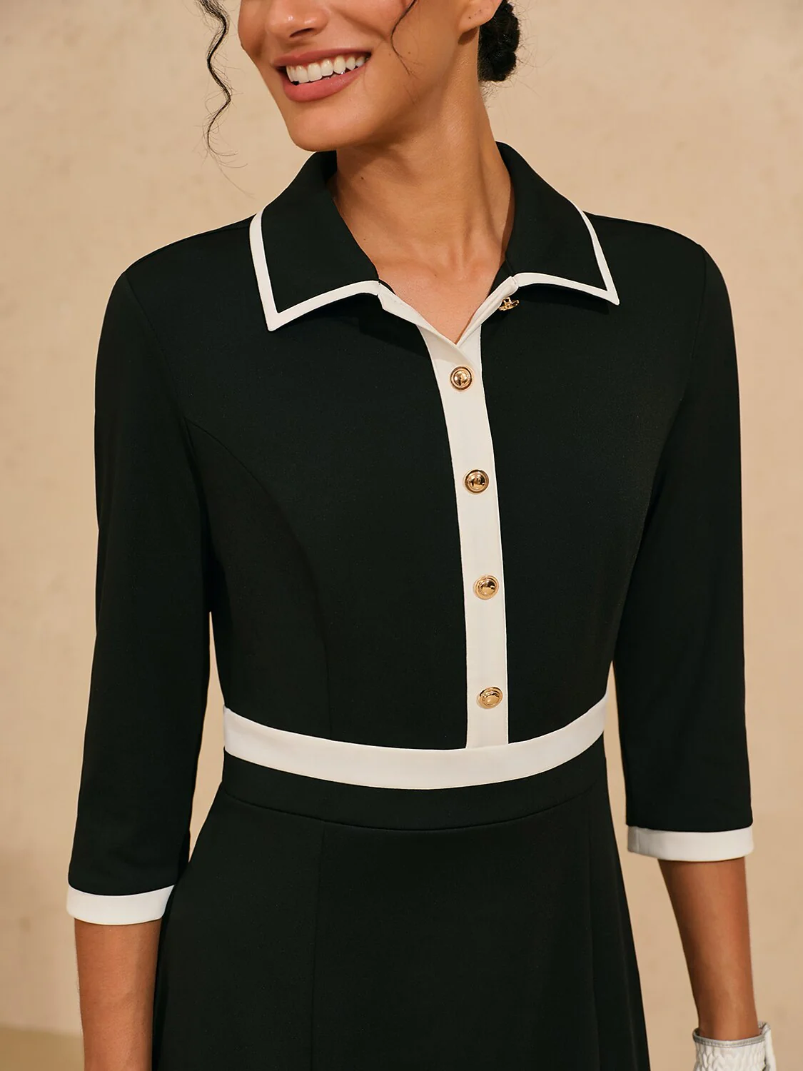 More Than Basic 3/4 Sleeve Asymmetrical Ruffle 36.5 Inch Dress