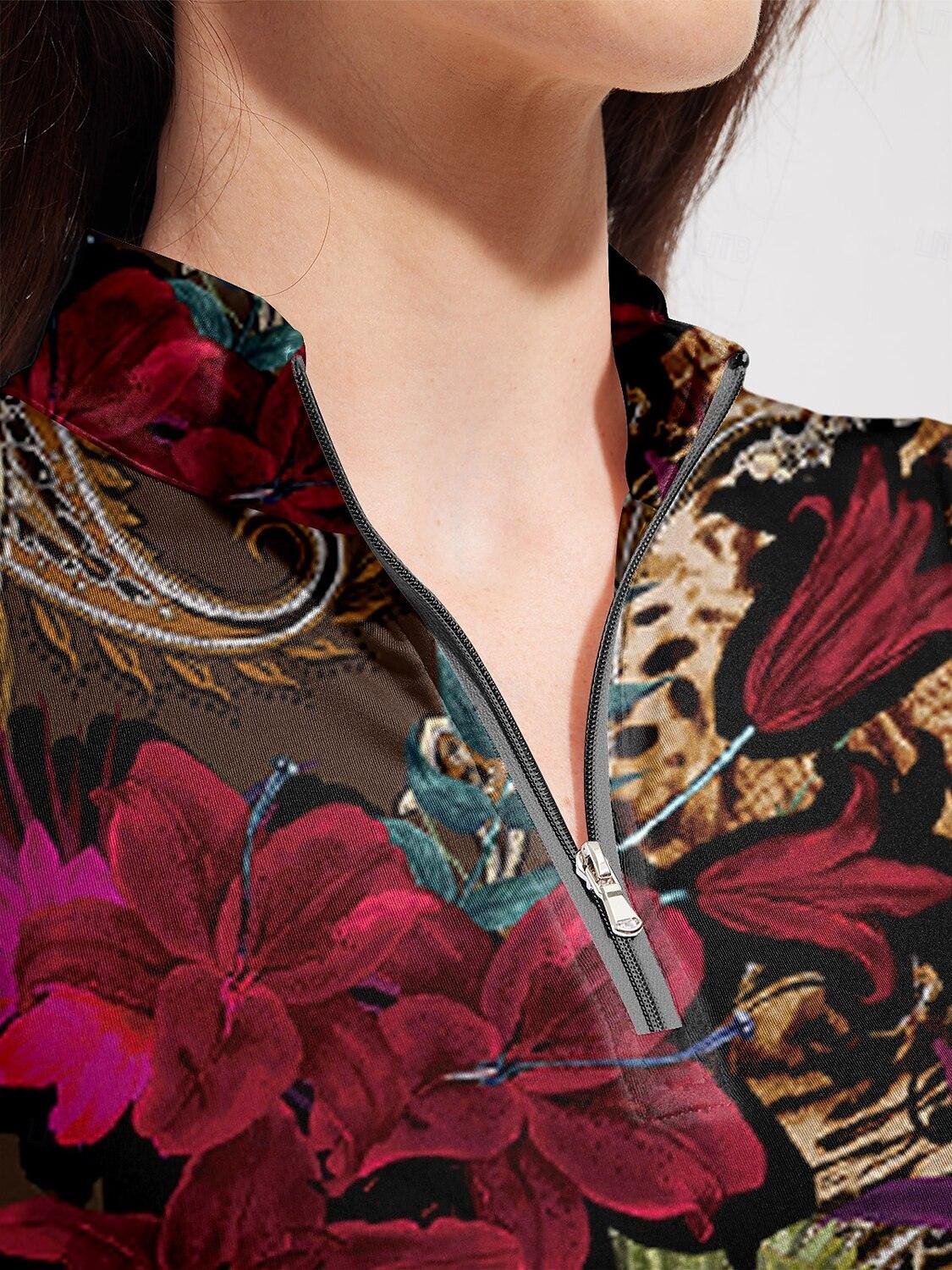 Hyped-up Tropical Golf Shirt Quarterzip UPF50+