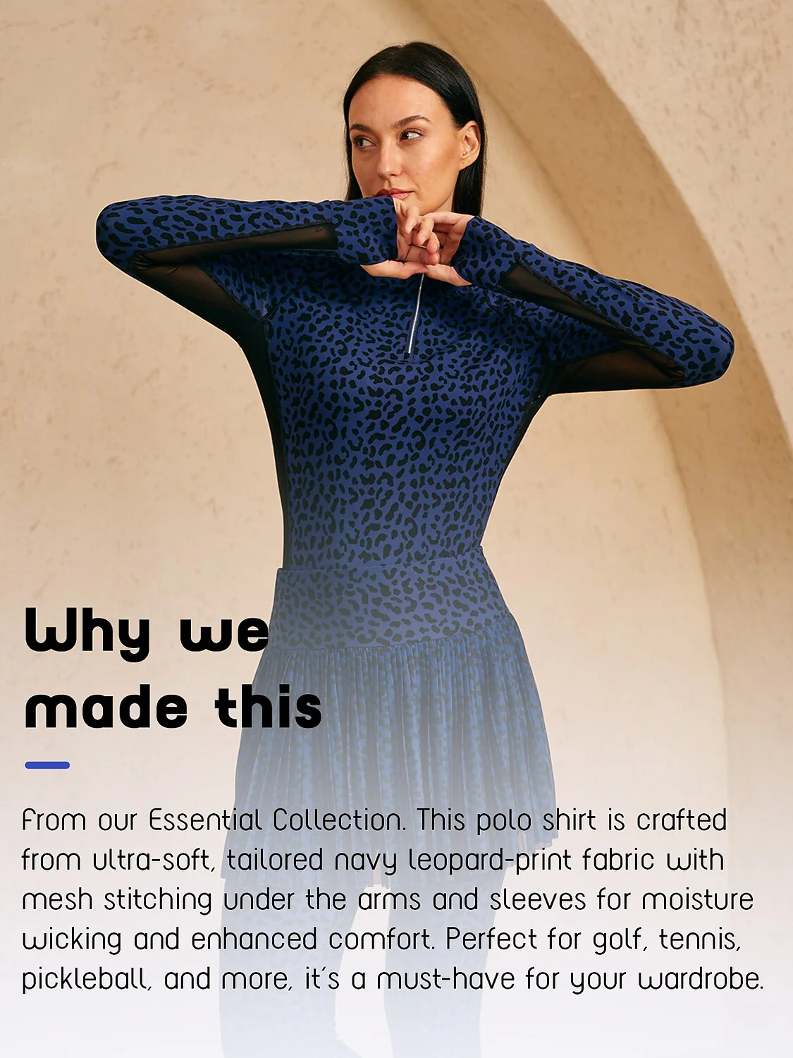 More Than Basic Leopard Mesh Golf Shirt Quarterzip