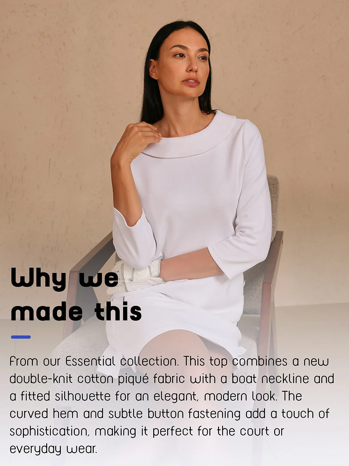 Crisp Couture 3/4 Sleeve Pique Polo Top