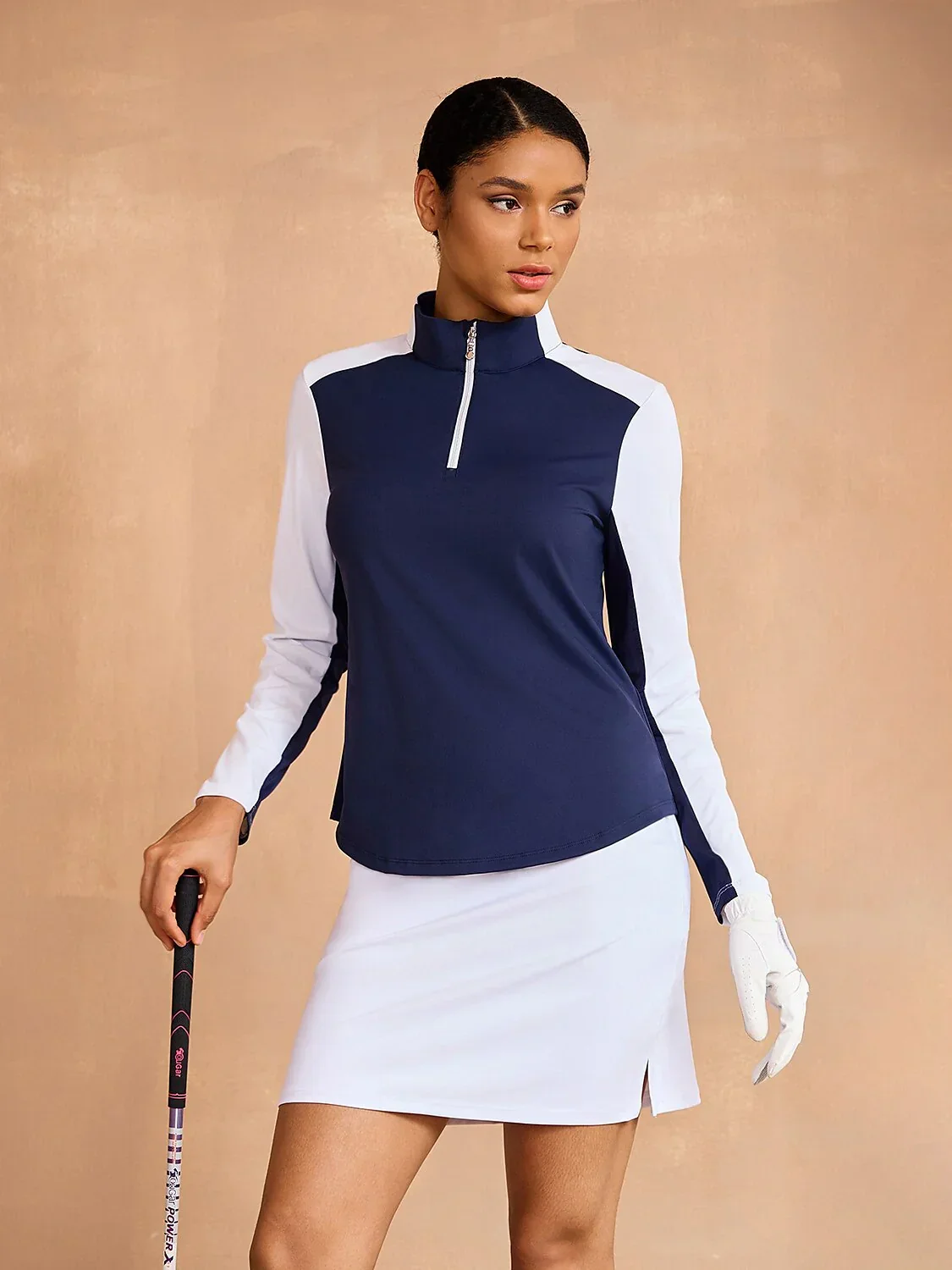 Navycore Long Sleeve Color Block Mesh Quarterzip UPF50+