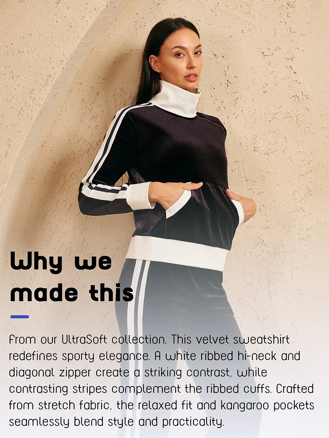 UltraSoft Velvet Long Sleeve Asymmetrical Collar Sweatshirt