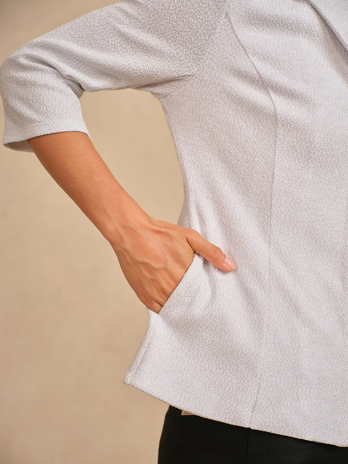 Luxe Limited Edition 3/4 Sleeve Shiny Lapel Jacket