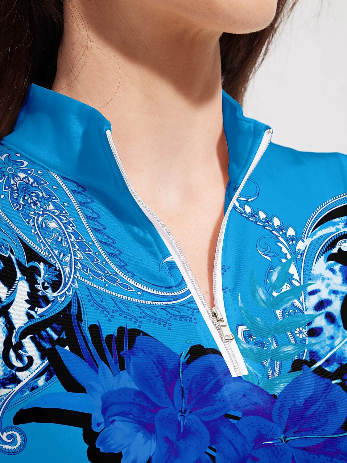 Hyped-up Tropical Golf Shirt Quarterzip UPF50+