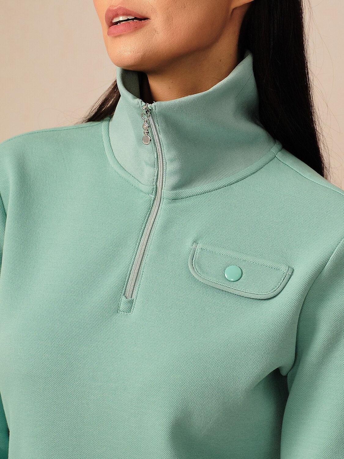 Crisp Couture Long Sleeve Pique Quarterzip