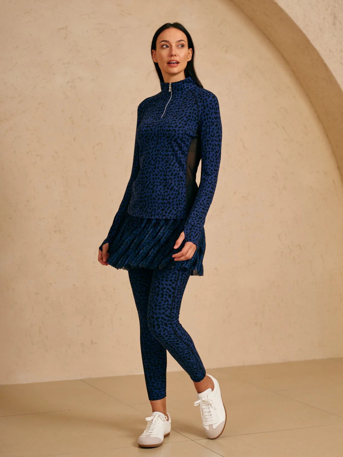 More Than Basic Leopard Mesh Golf Shirt Quarterzip