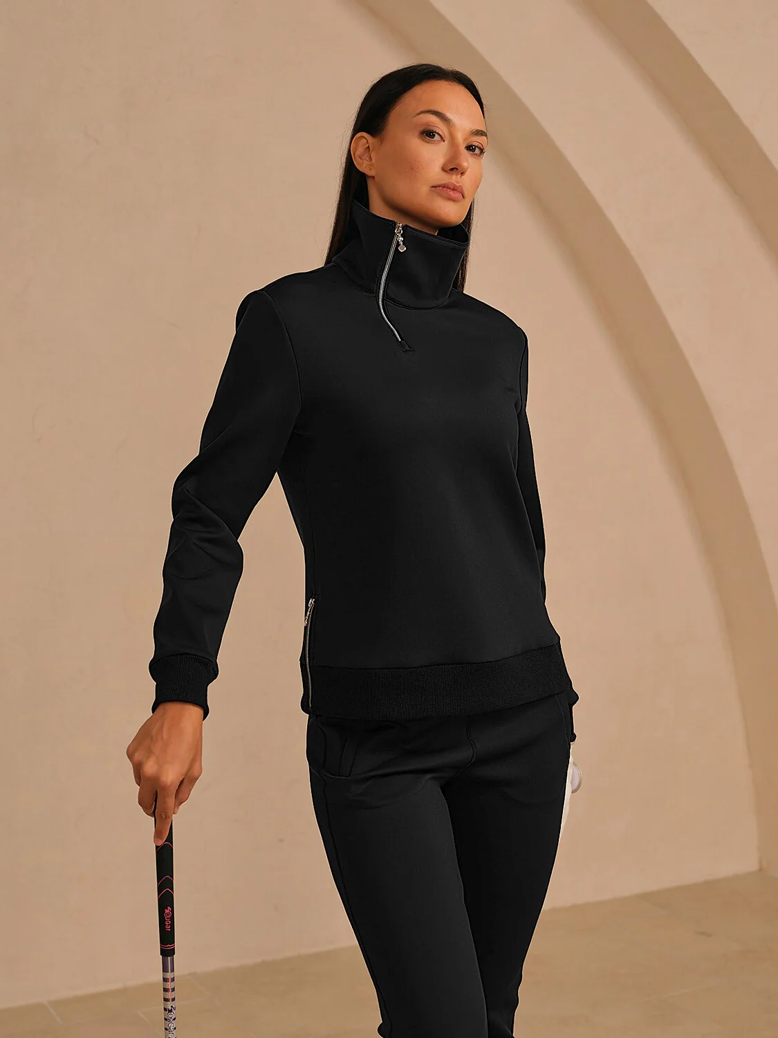 More Than Basic Asymmetrical Collar Golf Sweatshirt