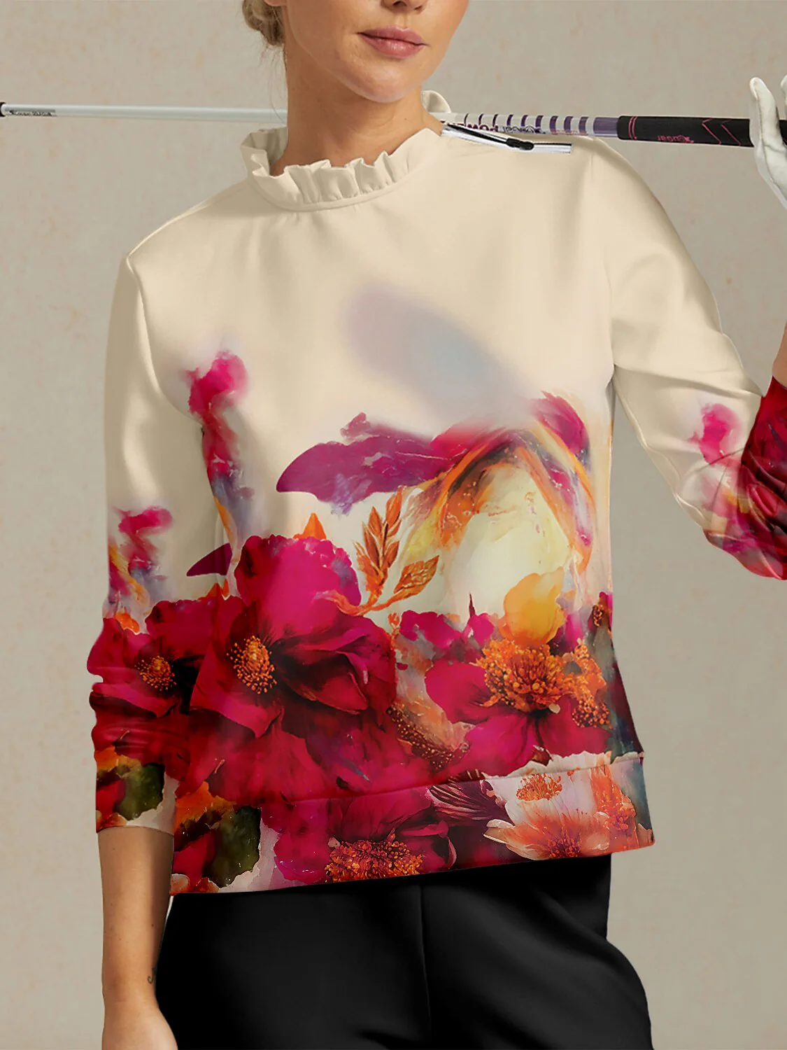 Botanical Energy Ruffle Collar Golf Sweatshirt