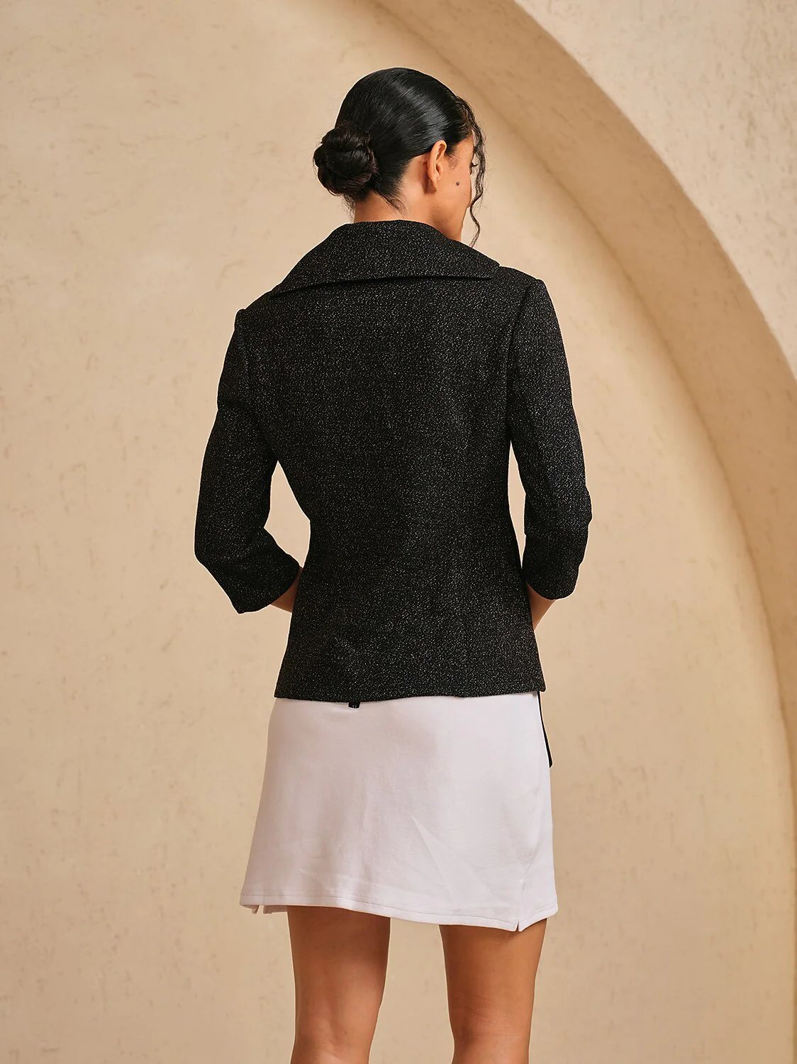 Luxe Limited Edition 3/4 Sleeve Shiny Lapel Jacket