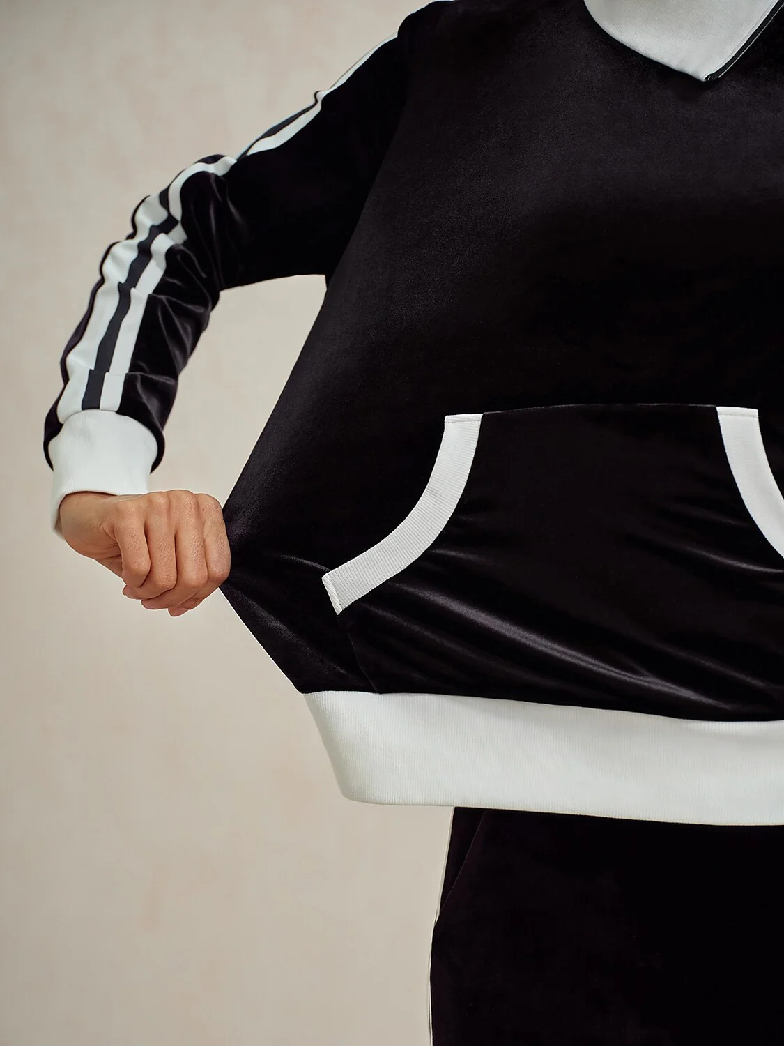 UltraSoft Velvet Long Sleeve Asymmetrical Collar Sweatshirt