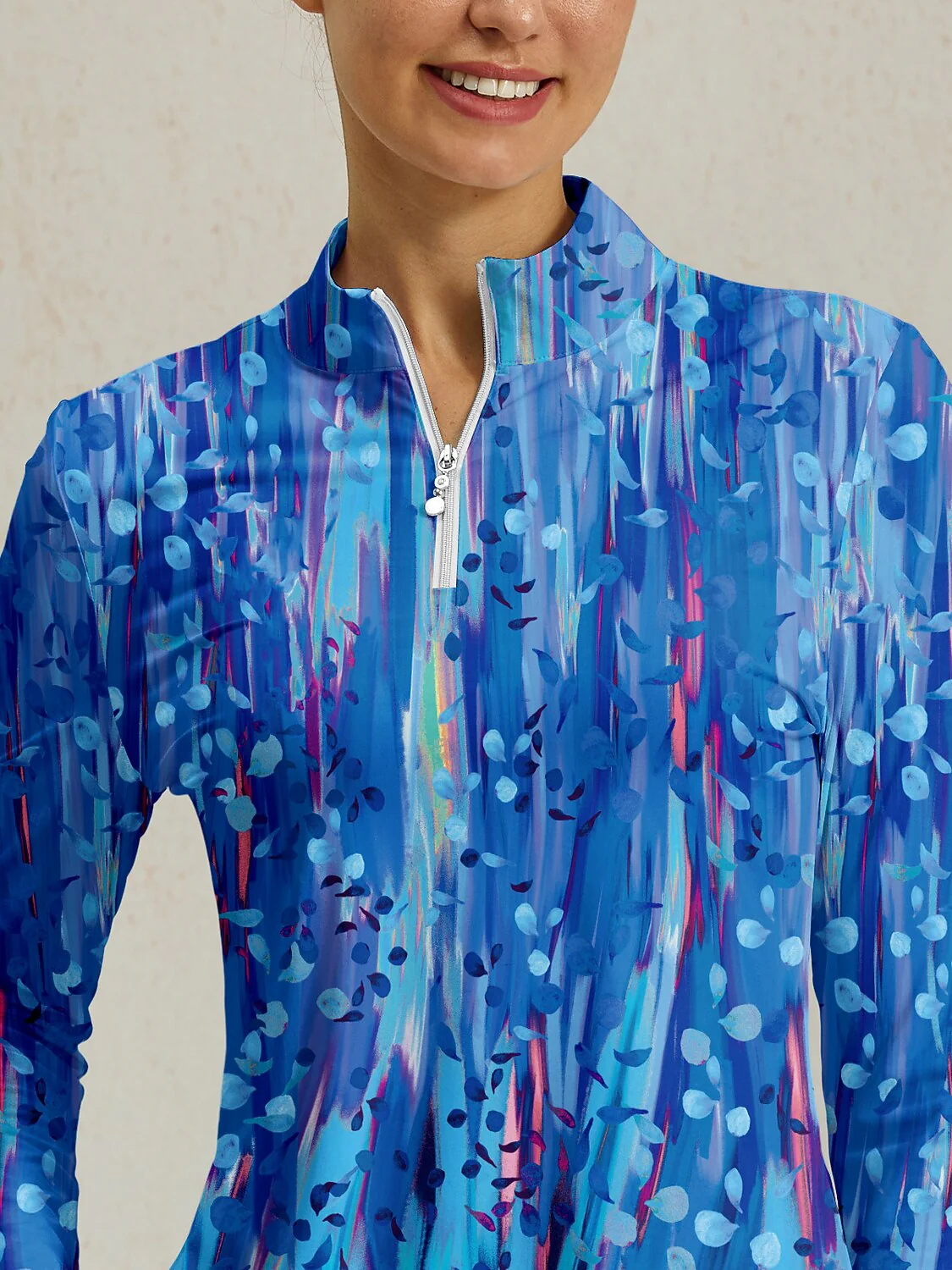 Inked Skins Silky Ruffle Golf Shirt Quarterzip UPF50+