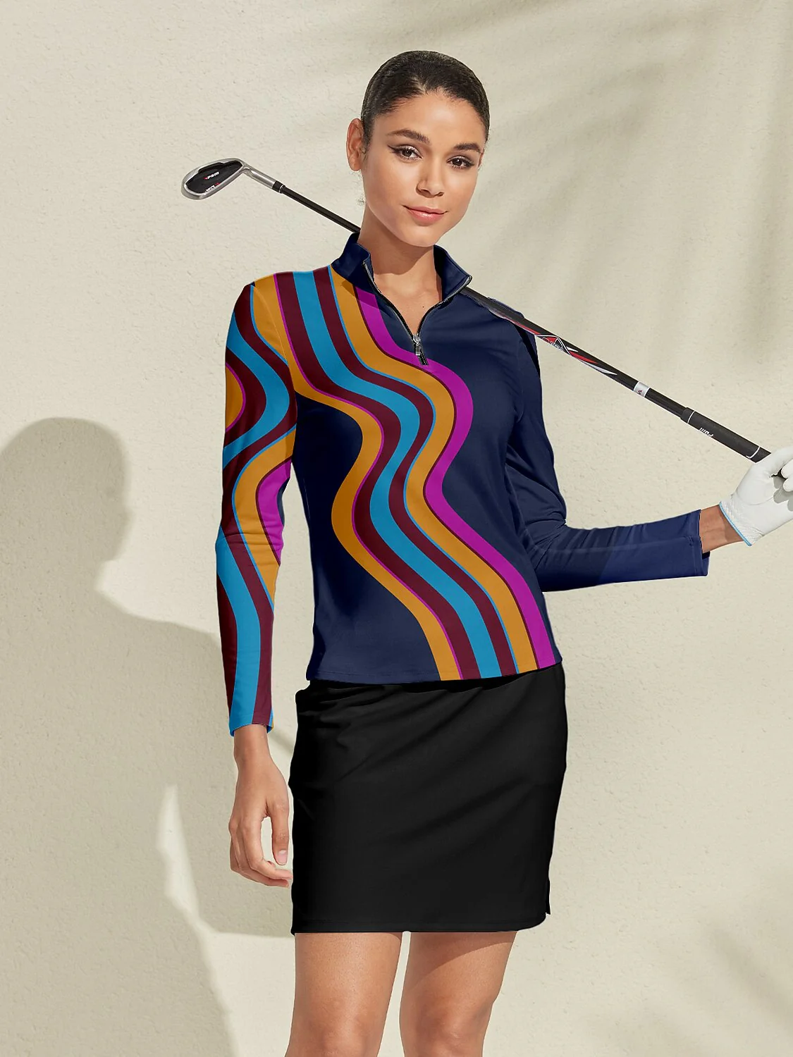 Air Brush Golf Shirt Quarterzip UPF50+