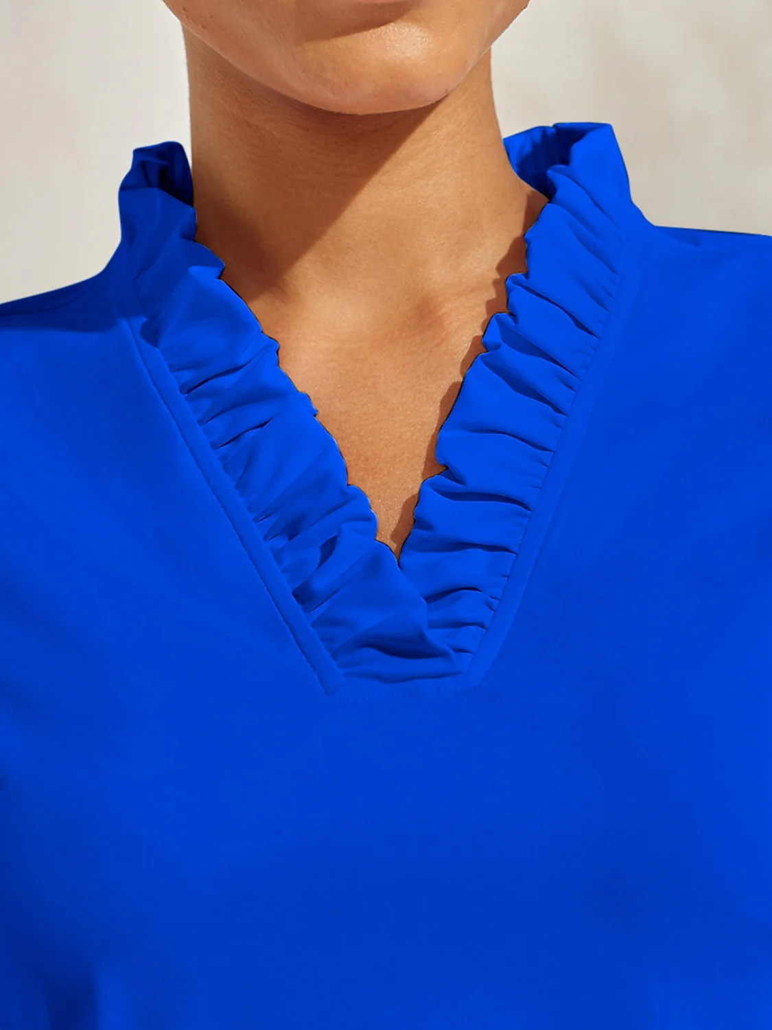 More Than Basic Ruffle V-Neck Polo Top UPF50+