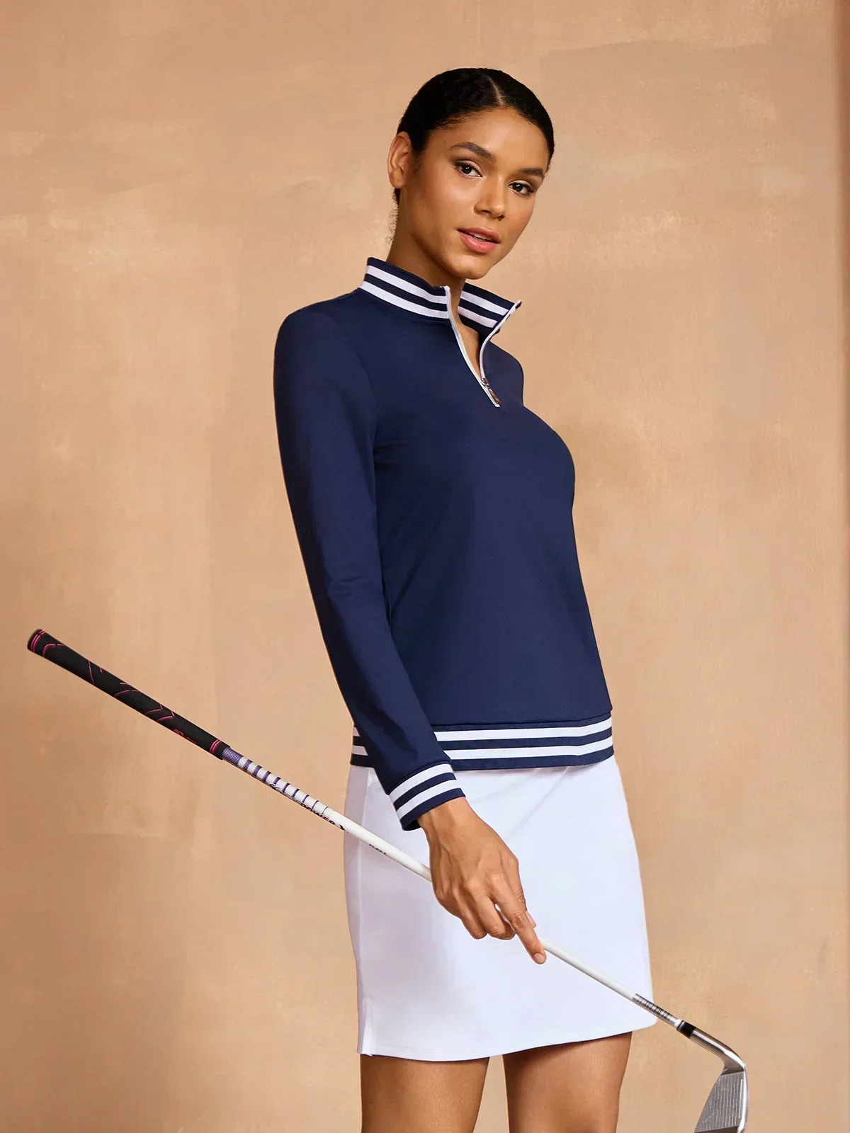 Navycore Long Sleeve Golf Shirt Quarterzip UPF50+