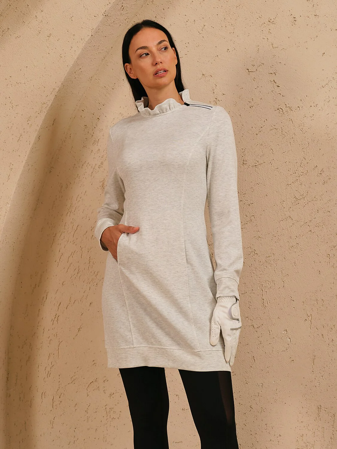 UltraSoft Long Sleeve Ruffle 36.5 Inch Dress