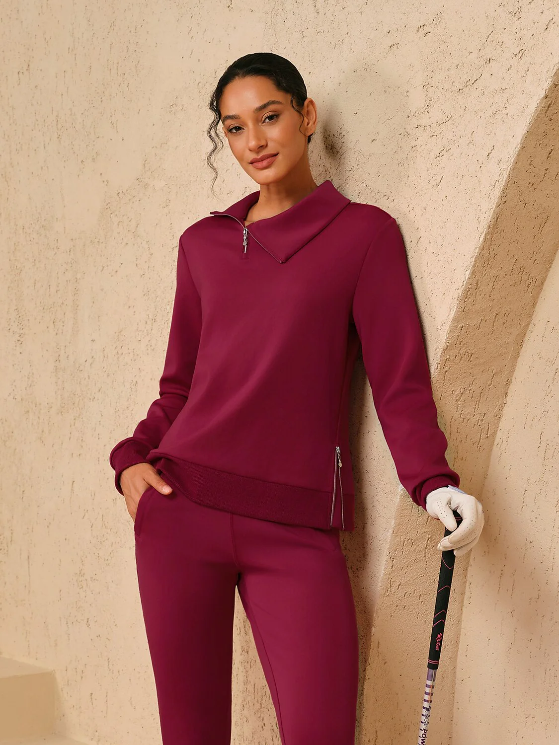 More Than Basic Asymmetrical Collar Golf Sweatshirt