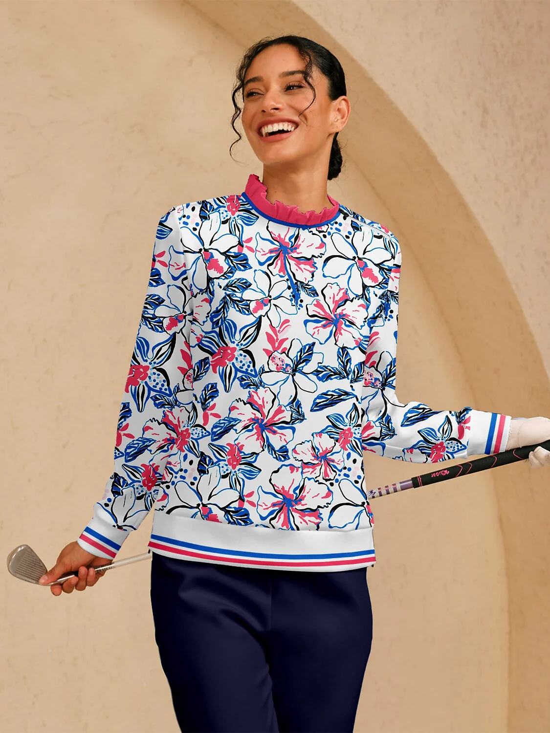 Botanical Energy Ruffle Collar Golf Sweatshirt