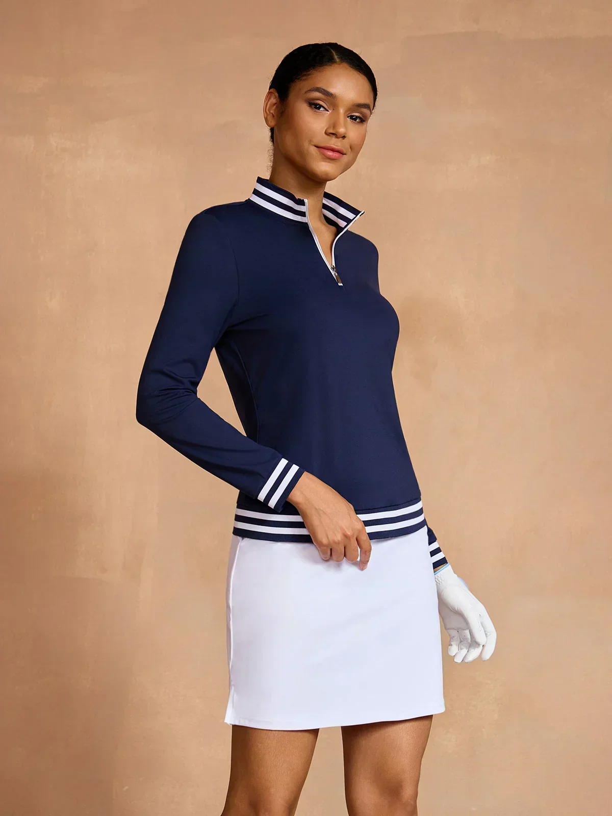 Navycore Long Sleeve Golf Shirt Quarterzip UPF50+