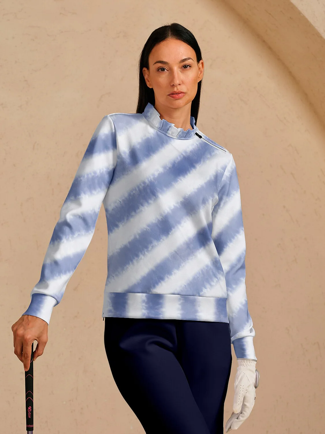 Inked Skins Ruffle Collar Golf Sweatshirt