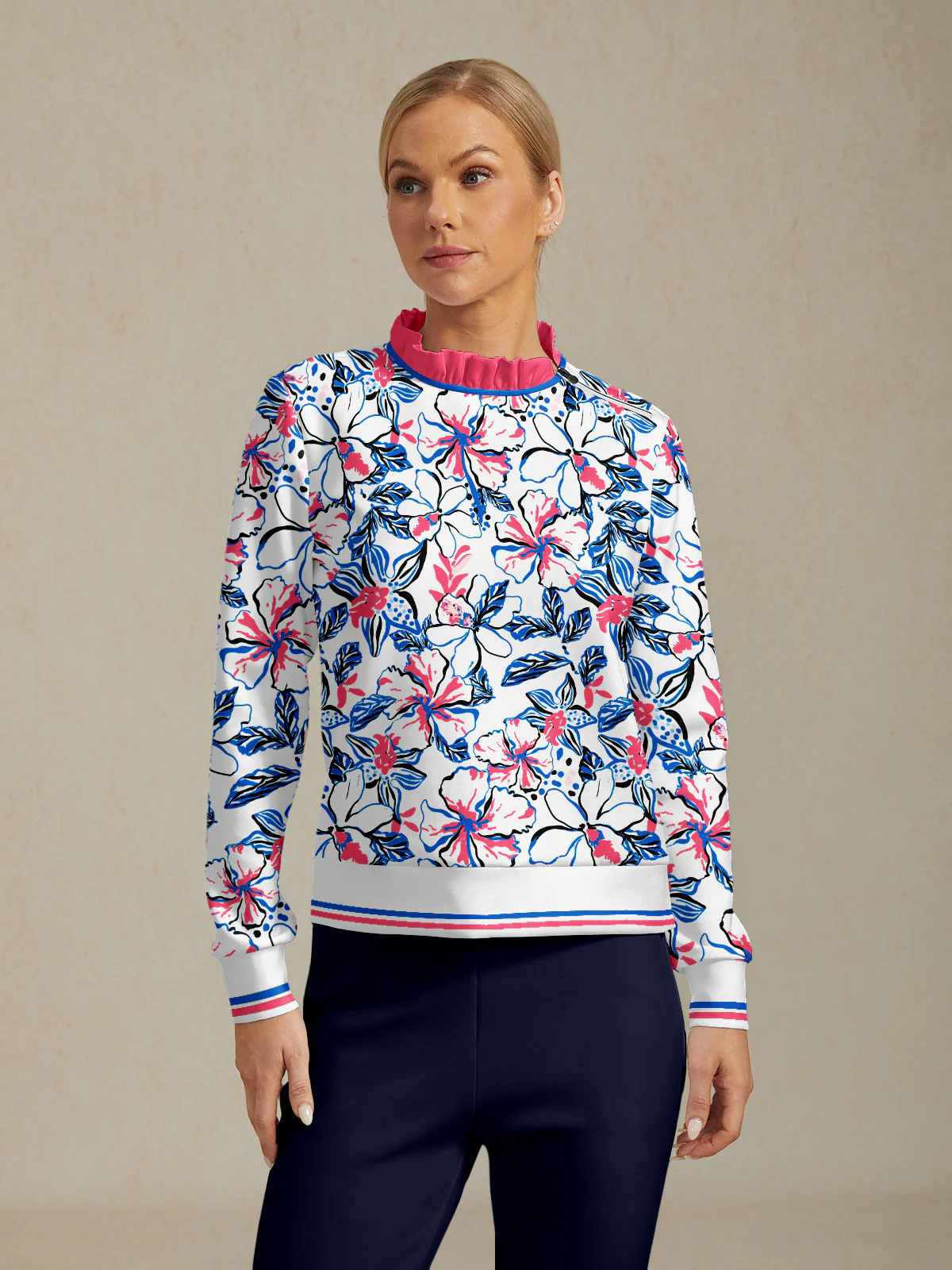 Botanical Energy Ruffle Collar Golf Sweatshirt