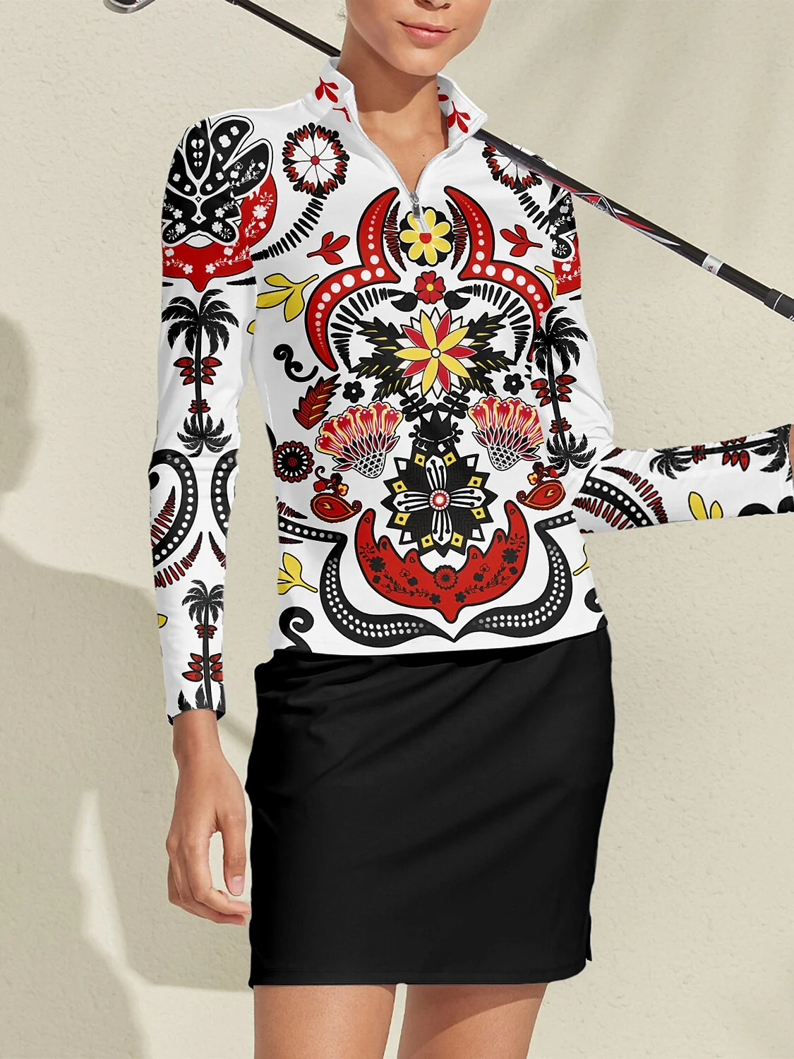 Hyped-up Tropical Golf Shirt Quarterzip UPF50+