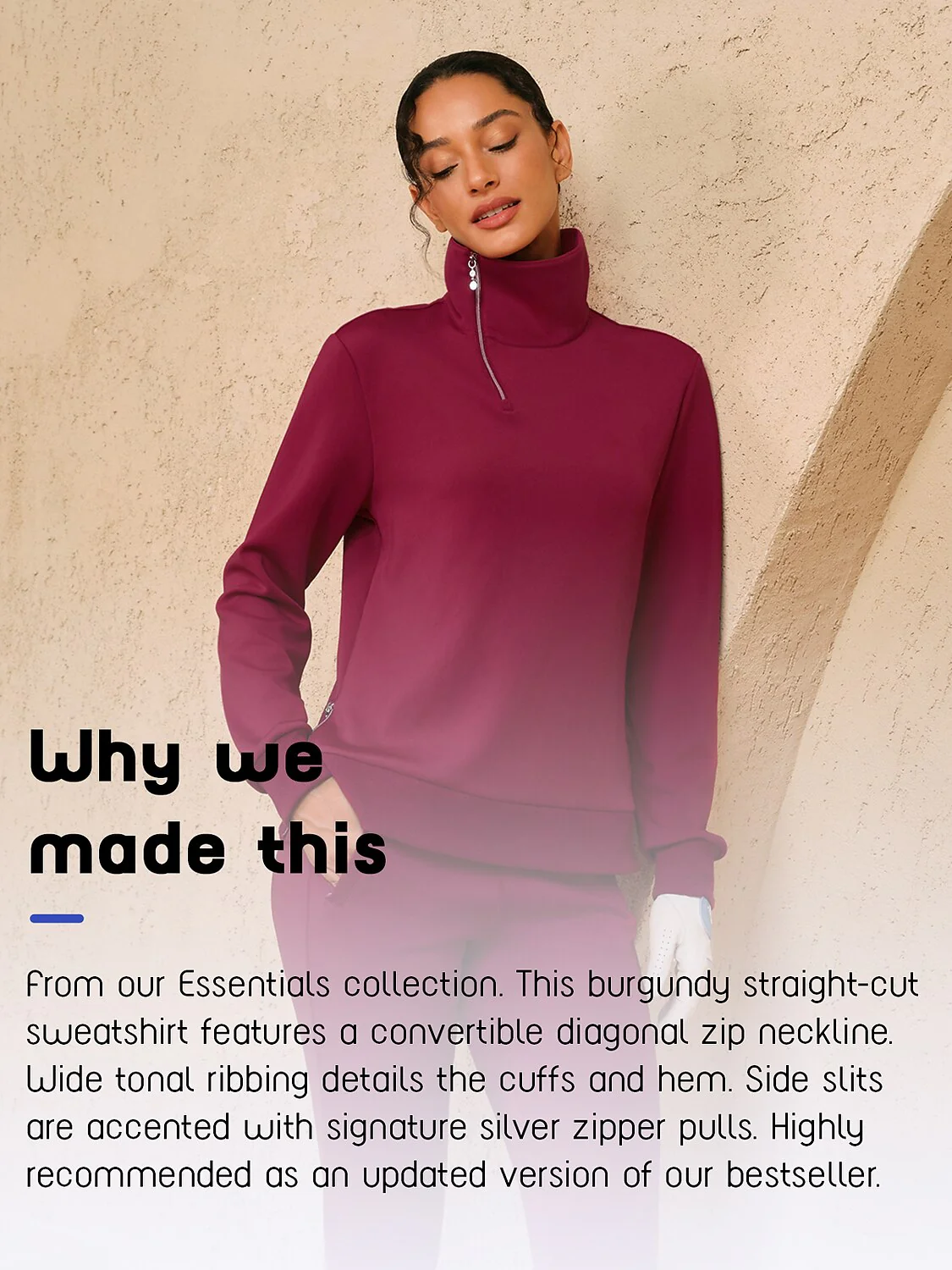 More Than Basic Asymmetrical Collar Golf Sweatshirt