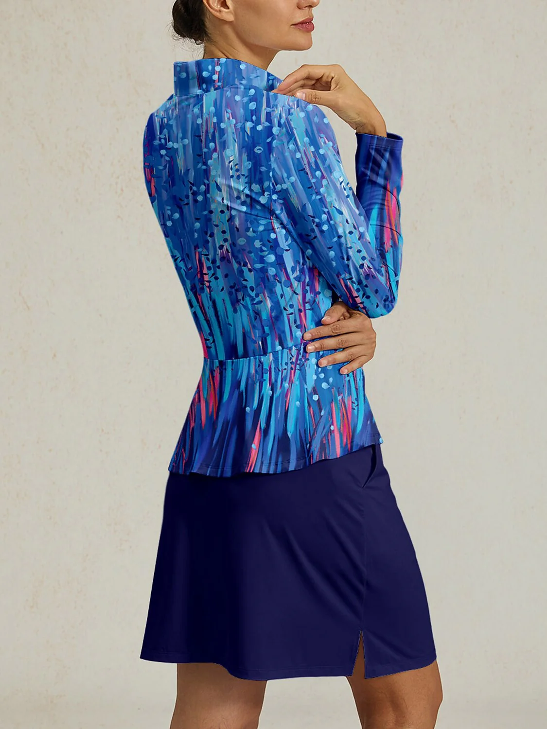 Inked Skins Silky Ruffle Golf Shirt Quarterzip UPF50+