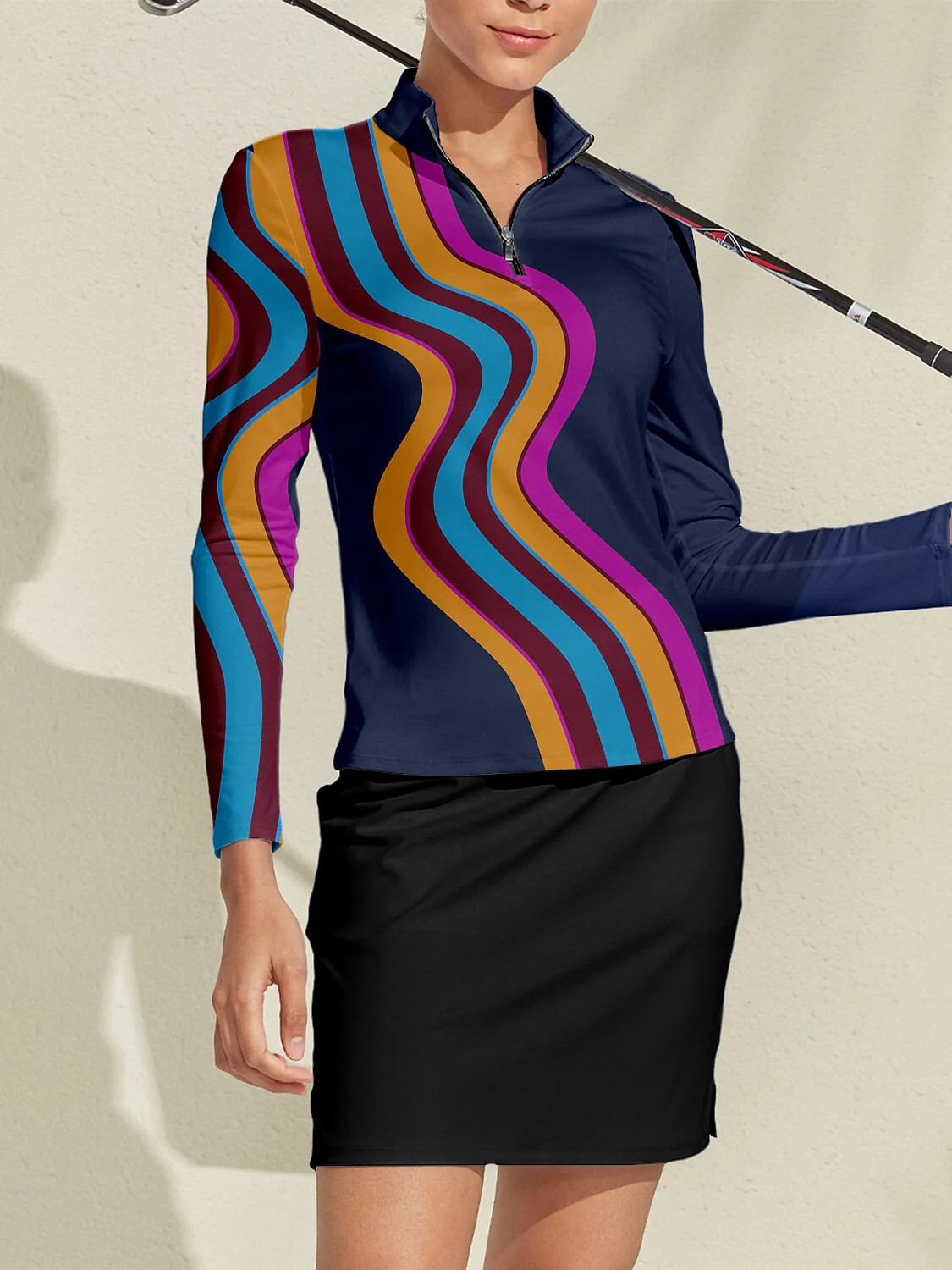 Air Brush Golf Shirt Quarterzip UPF50+