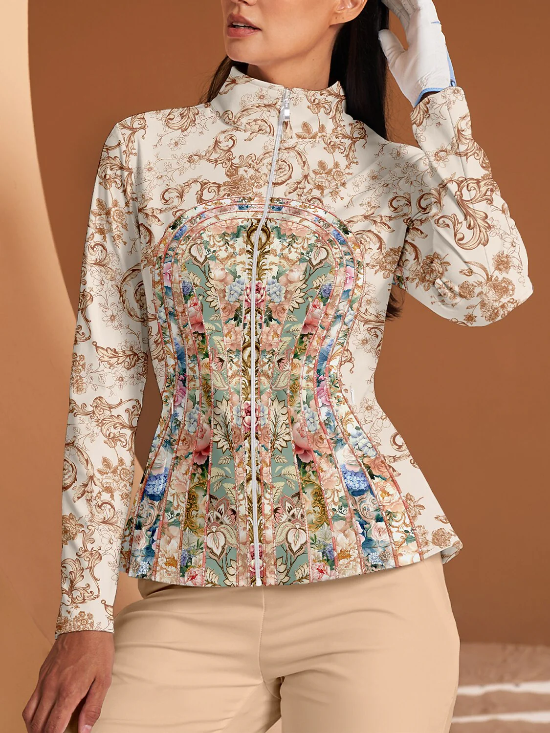 Bold Baroque Ruffle Golf Jacket Sun Protection