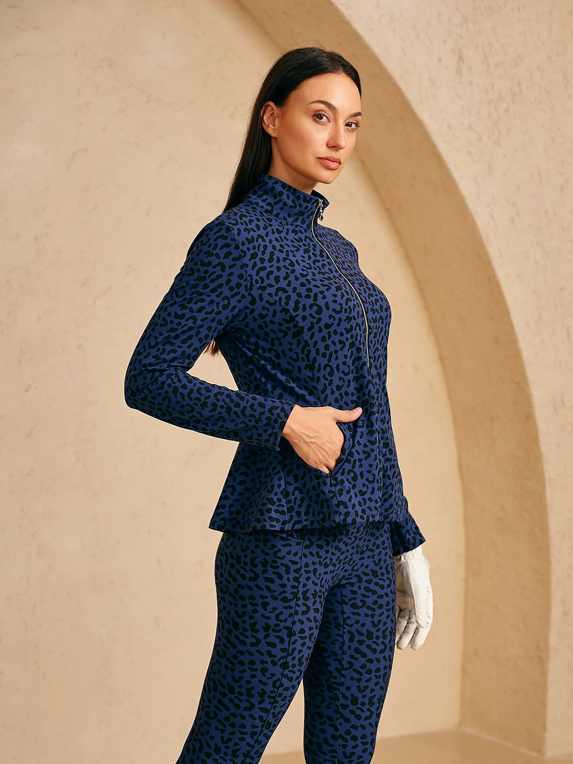 More Than Basic Ruffle Leopard Golf Jacket