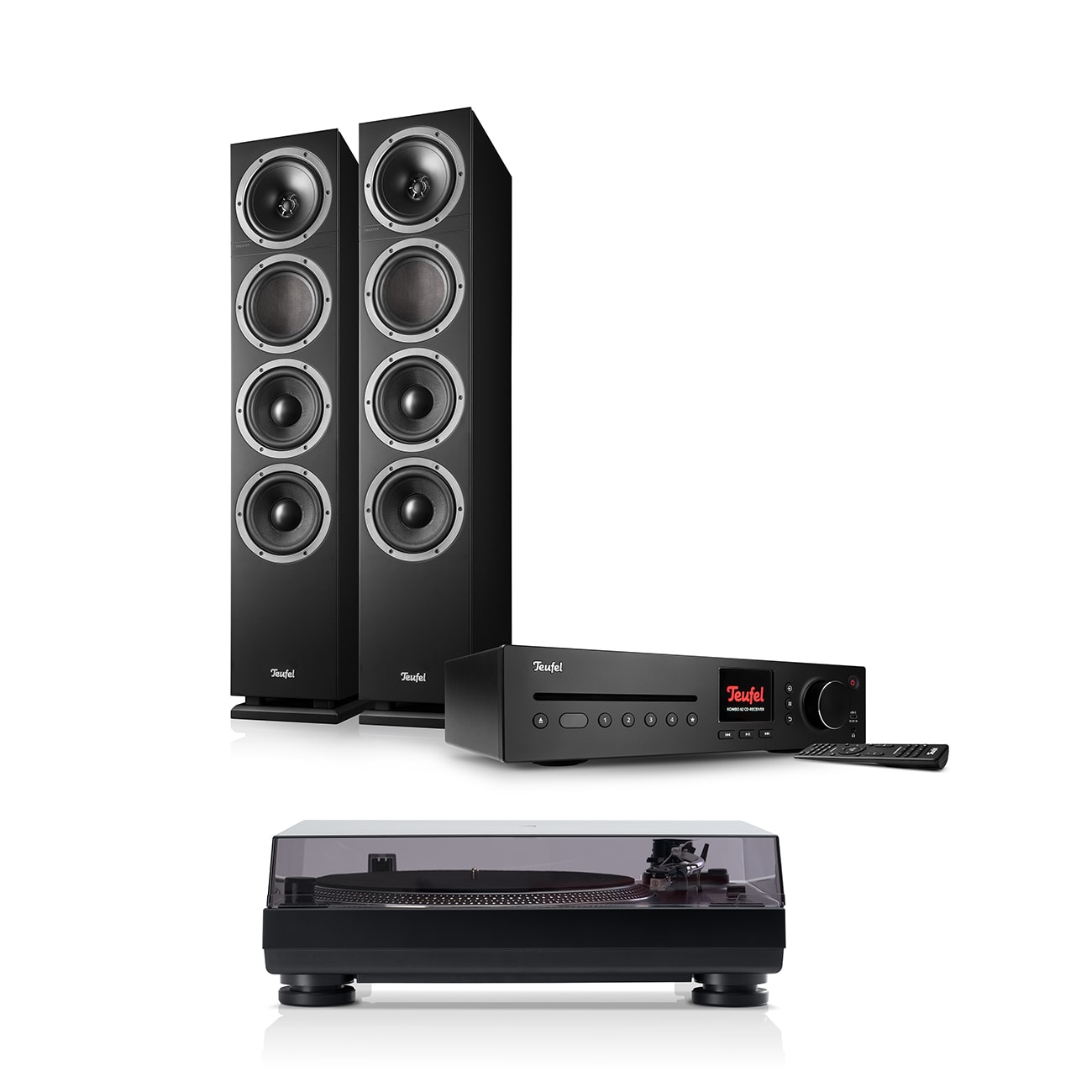 THEATER 500 KOMBO 2 VINYL 250 A good KOMBO: two THEATER 500 speakers, a reciever, and a record player