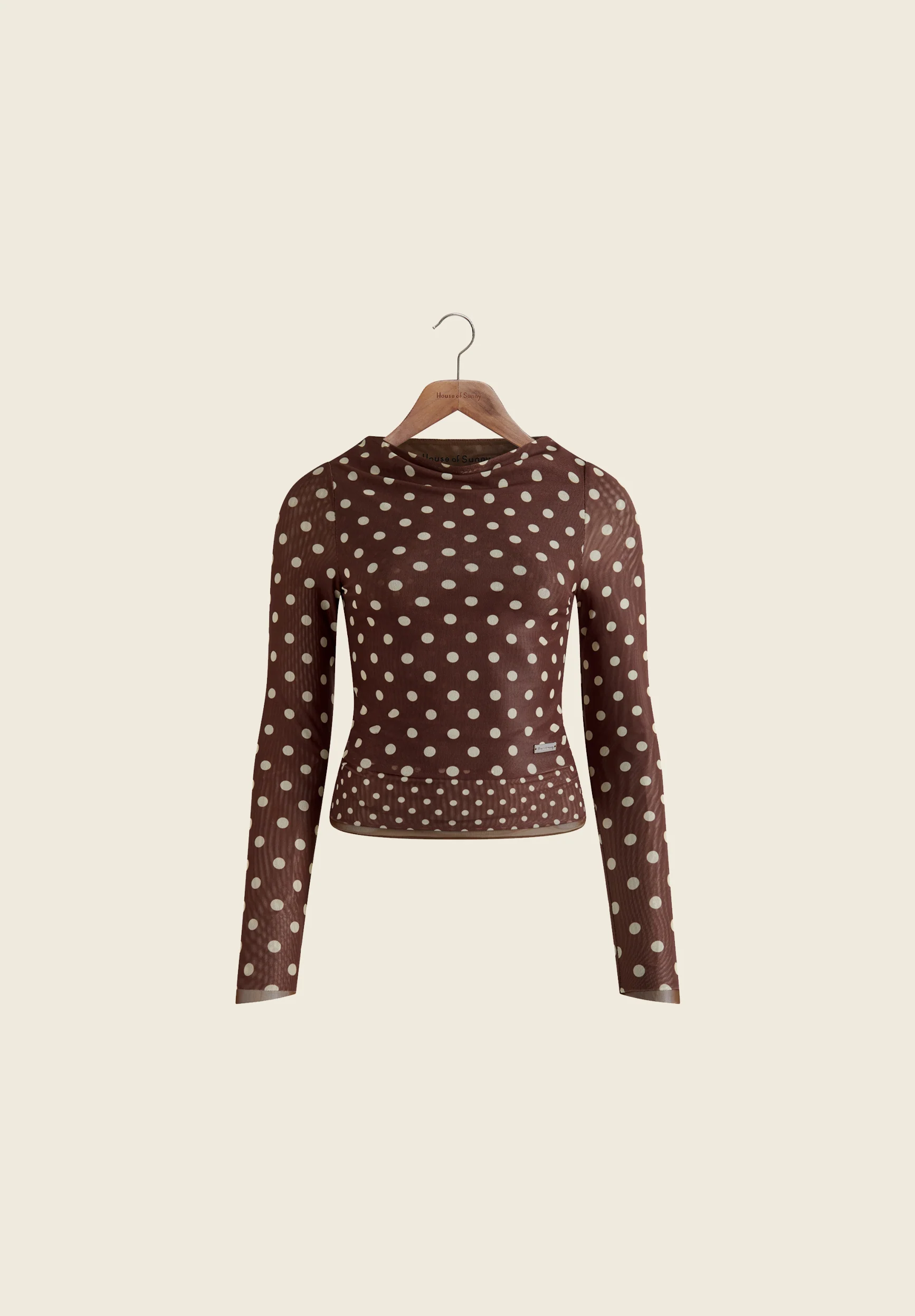 DOUBLE LAYER POLKA DOT MESH LONG SLEEVE
