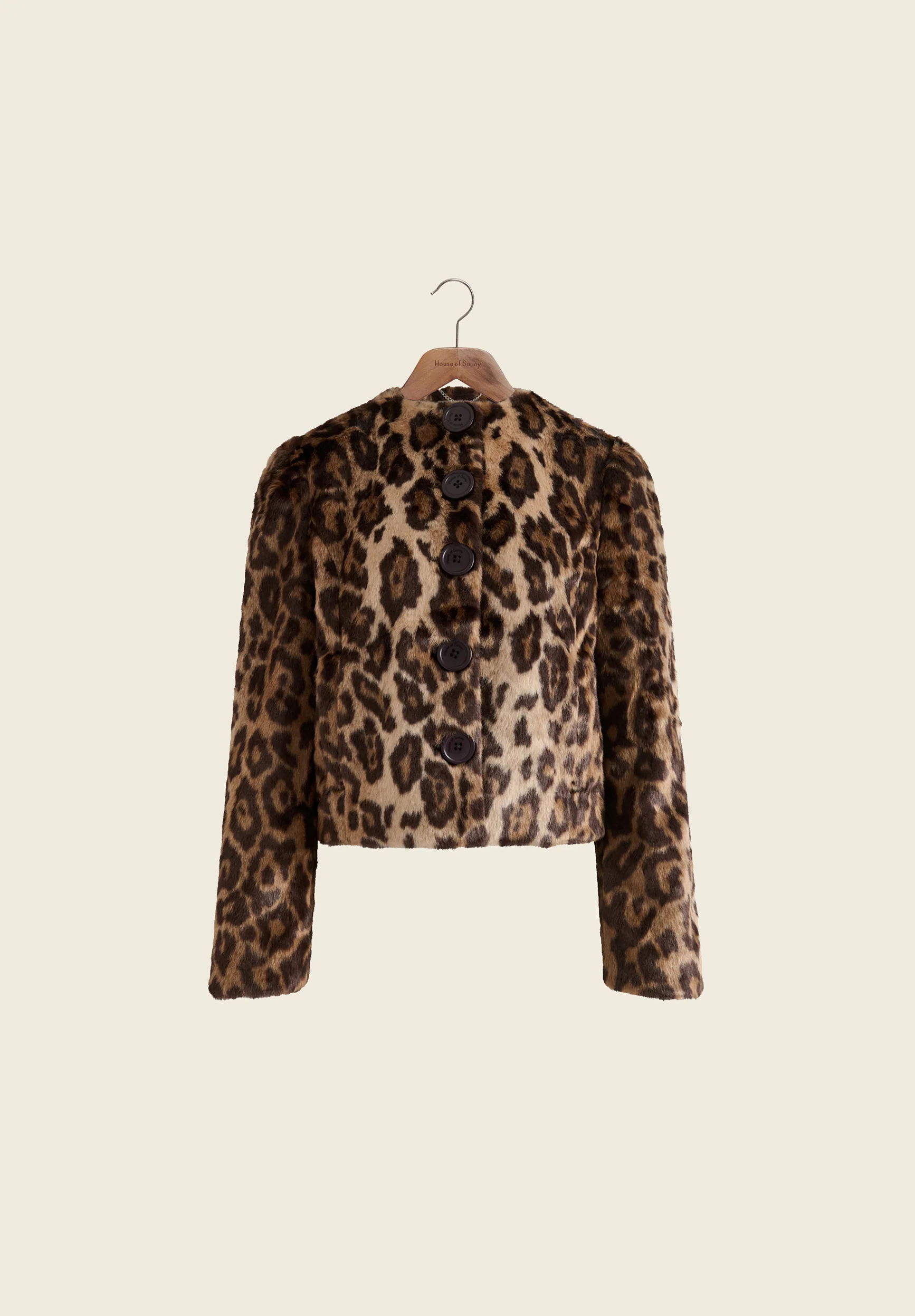 COLLARLESS LEOPARD JACKET