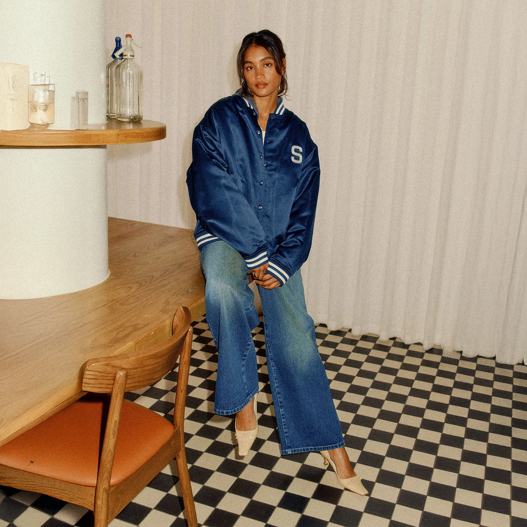 SATIN CLUB VARSITY BOMBER