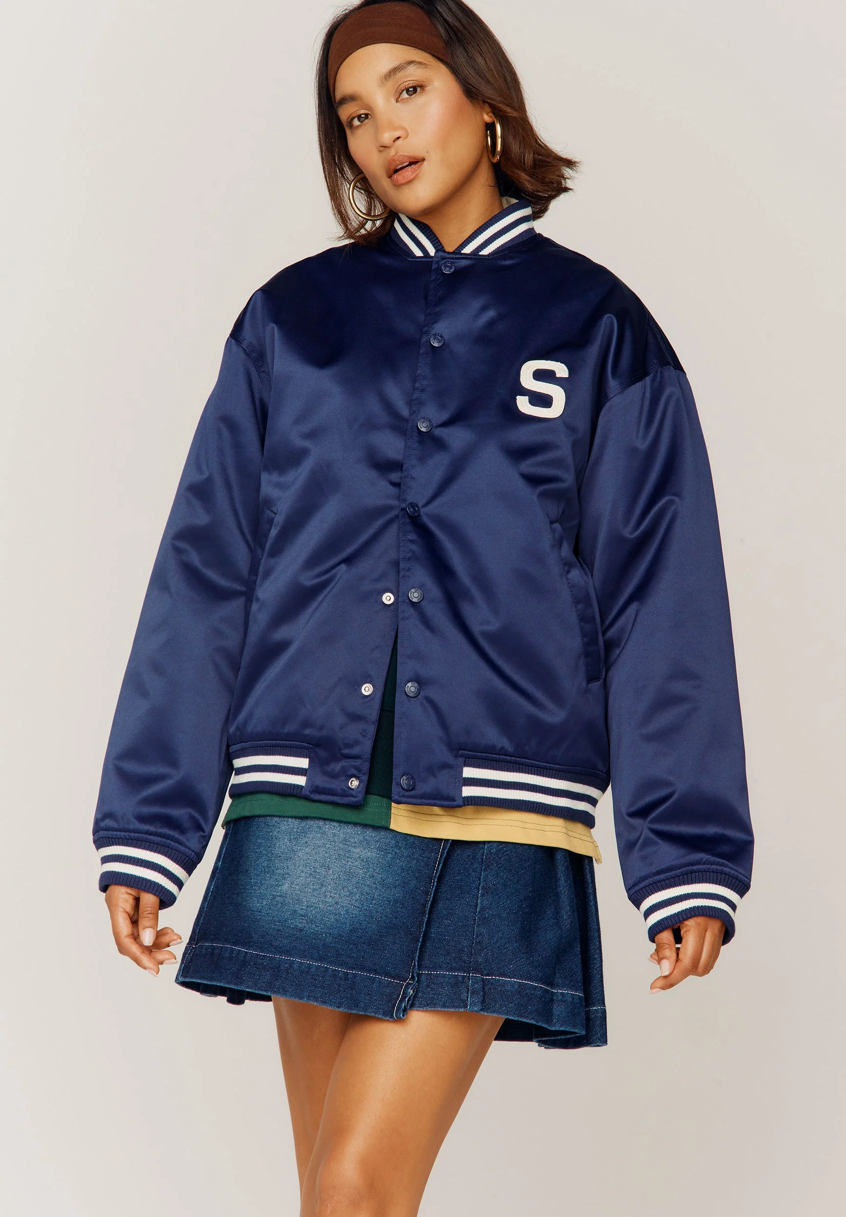 SATIN CLUB VARSITY BOMBER