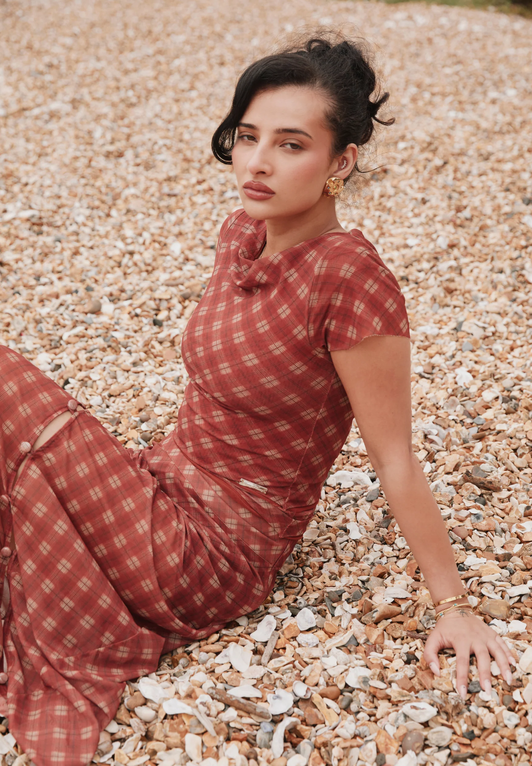 RETRO CHECK MESH SKIRT