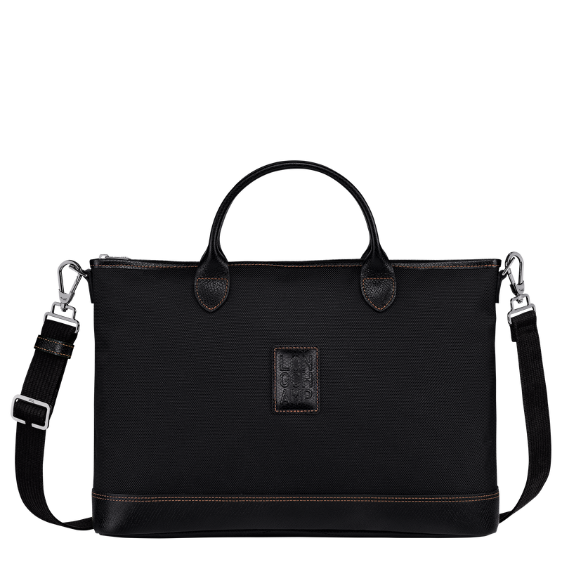Boxford S Briefcase Black - Recycled canvas