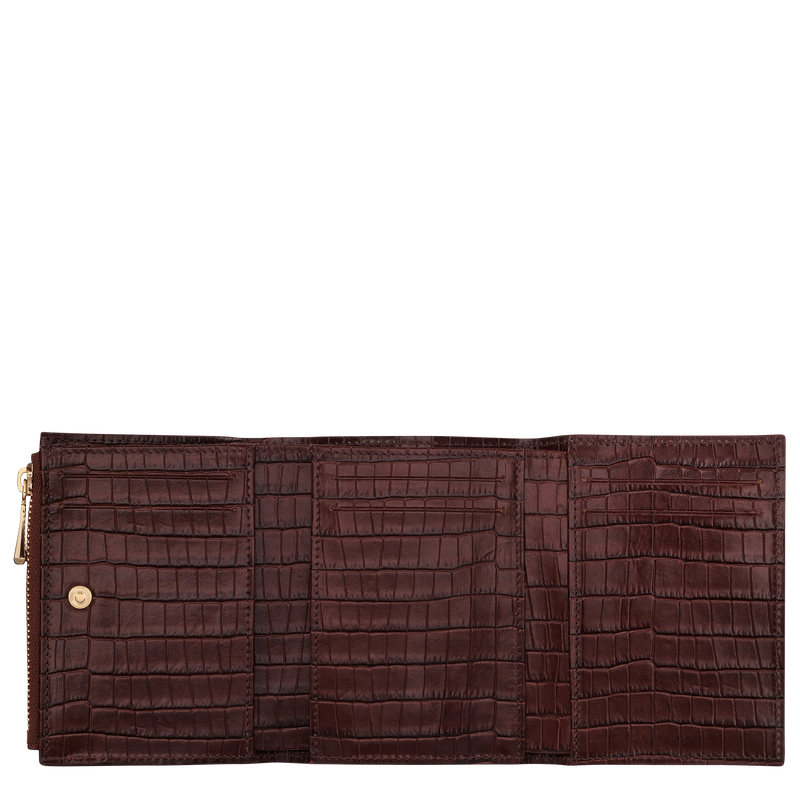 Longchamp Pocket Compact wallet Mocha - Leather