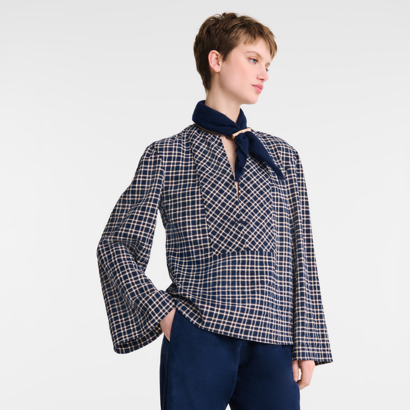 Blouse Navy - Jacquard cotton