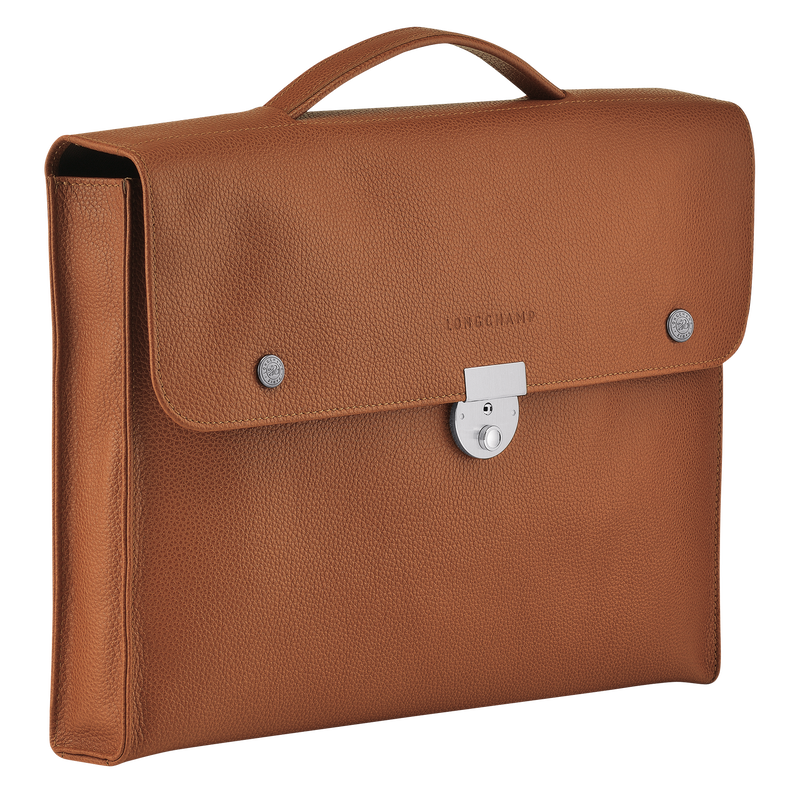 Le Foulonné S Briefcase Caramel - Leather