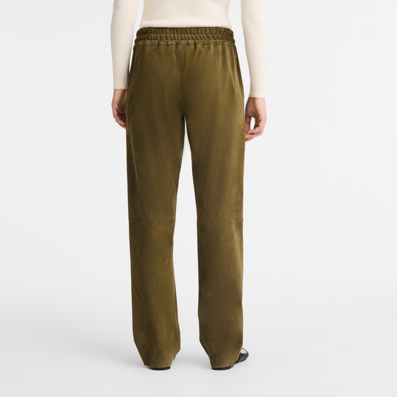 Leather straight pants Khaki - Leather