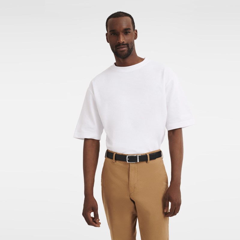 Le Foulonné Men's belt Black/Navy - Leather