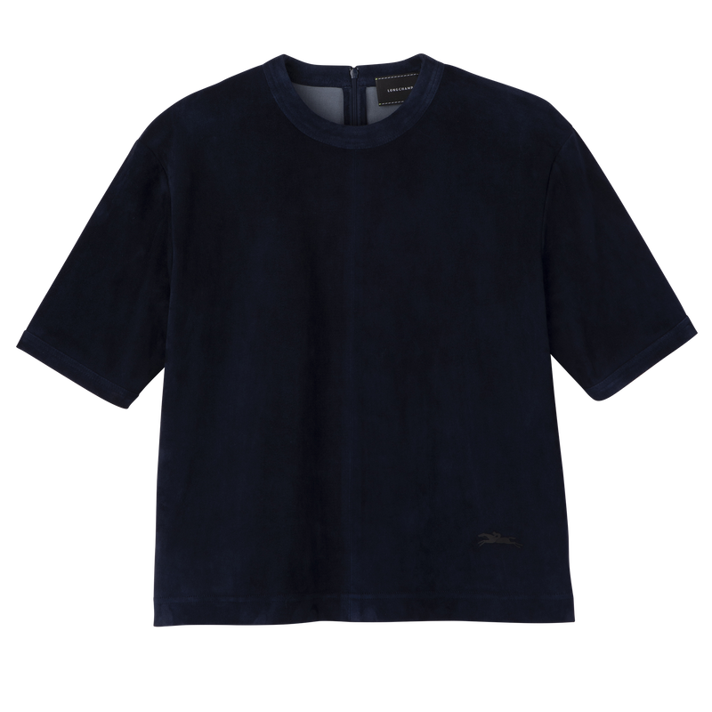 Short leather top Navy - Leather