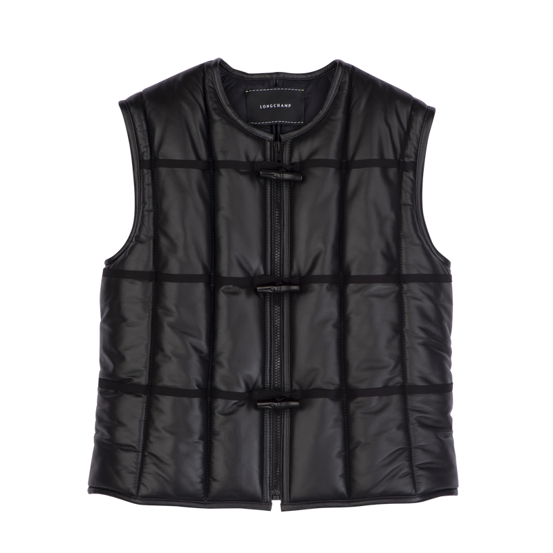 Sleeveless cardigan Black - Leather