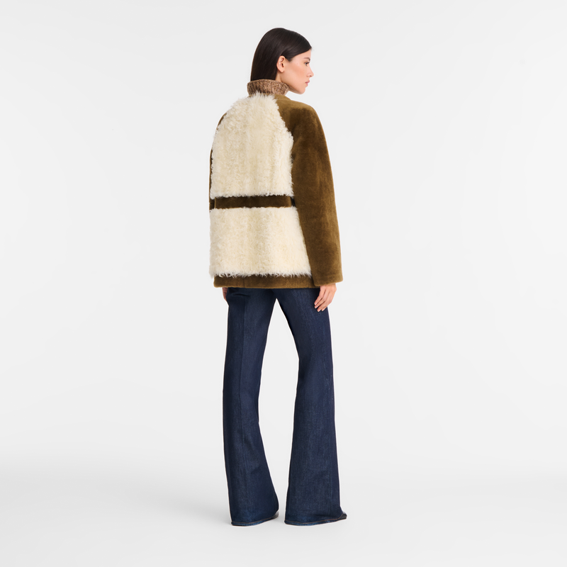 Coat Olive/Ecru - Leather