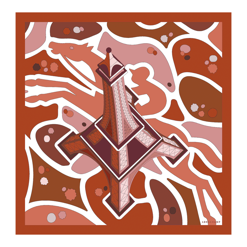 Equestrian Tower Silk scarf 70 Marmalade - Silk