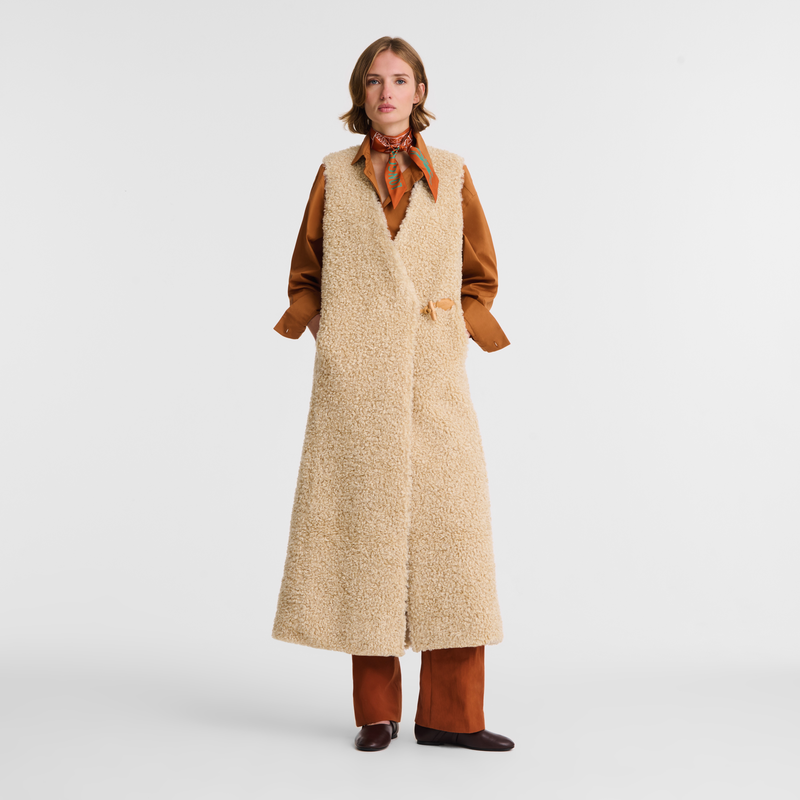 Long cardigan Ecru - Faux fur